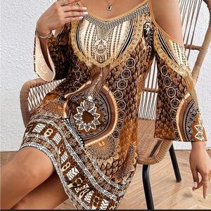 Bohemian Cold Shoulder Dress NWOT